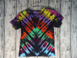 Handmade Tie Dye Cotton Short Sleeve Tee Shirt Kids XS V Stripe Purple Orange