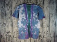 Handmade Tie Dye Tee Shirt Youth XL Star Mandala Purple and Silver