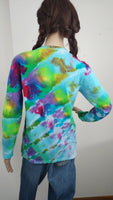 Handmade Tie Dye Cotton Long Sleeve Tee Shirt Adult Small Rainbow Jelly Roll