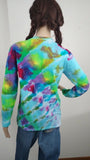 Handmade Tie Dye Cotton Long Sleeve Tee Shirt Adult Small Rainbow Jelly Roll