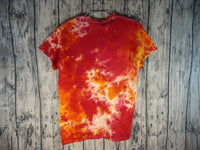 Handmade Tie Dye Batik Fire Flame Unicorn Tee Small Orange Yellow Red