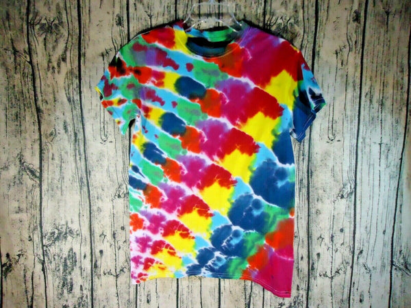 Handmade Tie Dye Short Sleeve Tee Jelly Roll Small Pink Yellow Blue Green