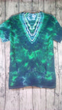 Handmade Tie Dye Short Sleeve Cotton Tee Shirt Small Guitar Green Blue