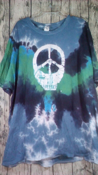 Handmade Batik Tie Dye Short Sleeve Cotton Tee Shirt Skull Steal Your Face Peace 3XL