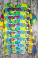 Handmade Tie Dye Cotton Short Sleeve Tee Shirt 3XL Yellow Pink Blue Dragon Scale