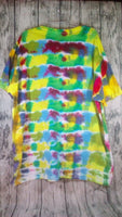 Handmade Tie Dye Cotton Short Sleeve Tee Shirt 3XL Yellow Pink Blue Dragon Scale