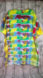 Handmade Tie Dye Cotton Short Sleeve Tee Shirt 3XL Yellow Pink Blue Dragon Scale