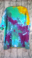 Handmade Tie Dye Short Sleeve Tee Mandala Yellow Green Purple 3XL