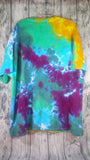 Handmade Tie Dye Short Sleeve Tee Mandala Yellow Green Purple 3XL