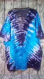 Handmade Tie Dye Cotton Short Sleeve Tee Shirt 4XL Purple Blue V Stripe