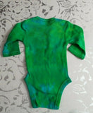 Handmade Tie Dye Infant Romper one Piece Newborn Hearts Green Long Sleeve