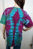 Handmade Tie Dye Star Mandala Tee Shirt Blue Green Purple Size L