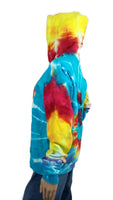 Handmade Tie Dye Long Sleeve Zip Front Sweatshirt Hoodie Rainbow Spiral Small