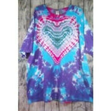 Handmade Tie Dye Short Sleeve Plus 4XL Heart Geode Pink Purple Blue